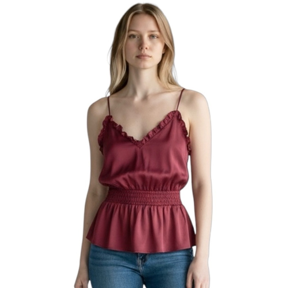 Express Burgundy Ruffle Blouse EUC M